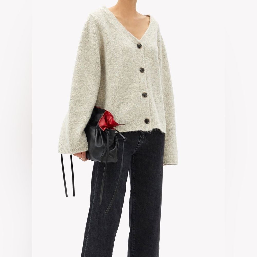 Toteme Treviso Cream Gray Wool-Alpaca Blend Cardigan XXS